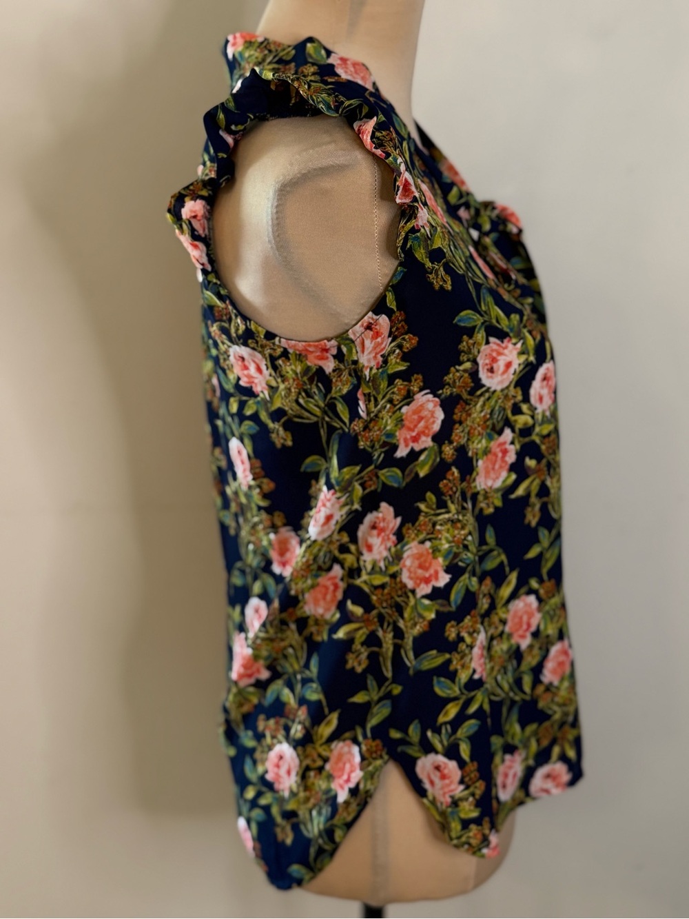 Sweet Rain cottagecore floral sleeveless ruffles coquette top SZ SM - Picture 2 of 13